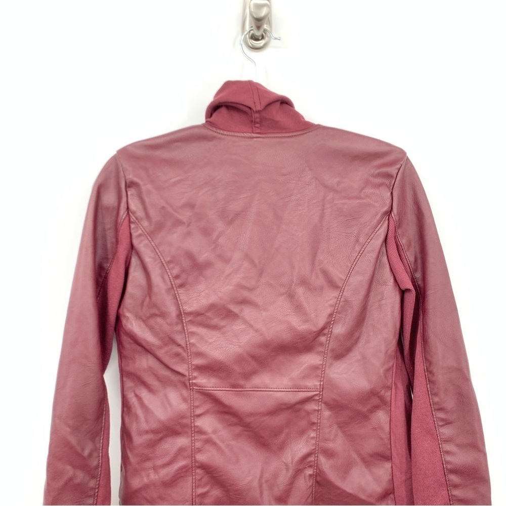 Blank NYC Women Size Small Jacket Motto Side Zip Drape Red Faux Leather Cotton - Picture 5 of 9